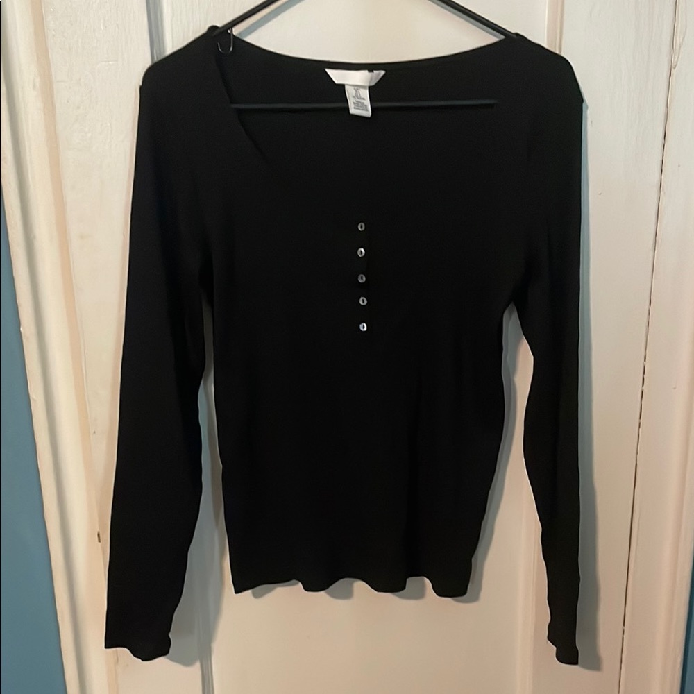 H&M Black Ribbed Long Sleeve Top